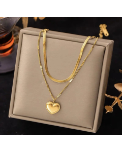 Wholesale Simple Style Heart Shape Stainless Steel Layered Necklaces