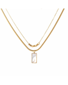 IG Style Basic Classic Style Geometric Titanium Steel Plating Inlay Shell Layered Necklaces