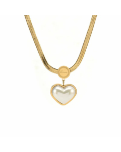 IG Style Sweet Heart Shape Titanium Steel Plating Inlay Artificial Pearls Pendant Necklace