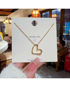 Gold Color Heart Shape Titanium Steel Plating Pendant Necklace