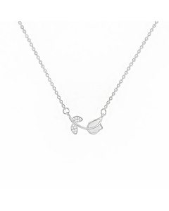 IG Style Flower Titanium Steel Inlay Artificial Gemstones Zircon Necklace