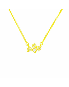 Simple Style Bow Knot Titanium Steel Plating Inlay Zircon Gold Plated Necklace
