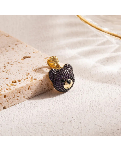IG Style Sweet Bear Stainless Steel Zircon 18K Gold Plated Pendants Necklace