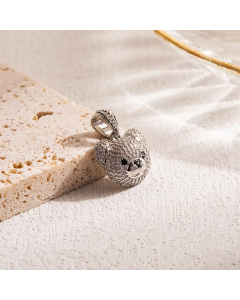IG Style Sweet Bear Stainless Steel Zircon 18K Gold Plated Pendants Necklace