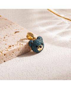 IG Style Sweet Bear Stainless Steel Zircon 18K Gold Plated Pendants Necklace
