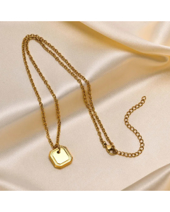 Retro Square Stainless Steel Plating Gold Plated Pendant Necklace
