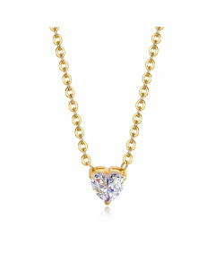 Lady Water Droplets Heart Stainless Steel Plating Inlay Zircon Pendant Necklace