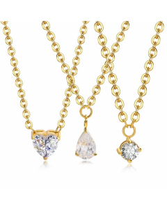 Lady Water Droplets Stainless Steel Plating Inlay Zircon Pendant Necklace_colorza_3
