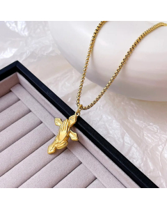Ethnic Style Cross Gesture Stainless Steel Titanium Steel Plating Pendant Necklace