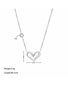 Steel Color Heart Shape Stainless Steel Titanium Steel Plating Pendant Necklace