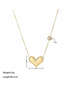 Gold Color Heart Shape Stainless Steel Titanium Steel Plating Pendant Necklace