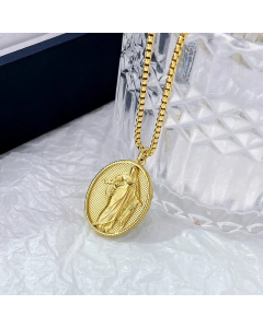 Retro Streetwear Oval Stainless Steel Titanium Steel Plating Pendant Necklace