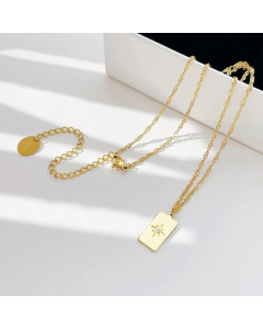 Elegant Lady Star Rectangle Stainless Steel Titanium Steel Plating Pendant Necklace