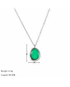 Steel Color Geometric Stainless Steel Plating Inlay Zircon Pendant Necklace