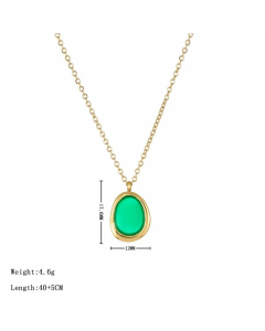 Gold Color Geometric Stainless Steel Plating Inlay Zircon Pendant Necklace