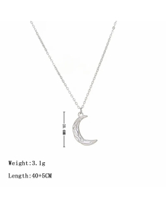 Steel Color Commute Moon Titanium Steel Plating Pendant Necklace