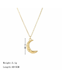 Gold Color Moon Titanium Steel Plating Pendant Necklace