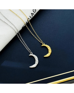 Simple Style Commute Moon Titanium Steel Plating Pendant Necklace