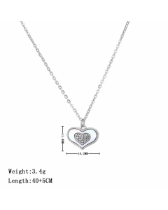 Steel Color Heart Shape Stainless Steel Plating Pendant Necklace