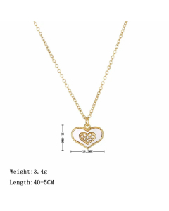 Gold Color Heart Shape Stainless Steel Plating Pendant Necklace