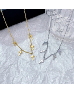 Streetwear Cross Stainless Steel Titanium Steel Plating Pendant Necklace