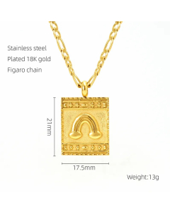 Fashion Rainbow Stainless Steel Plating 18K Gold Plated Pendant Necklace