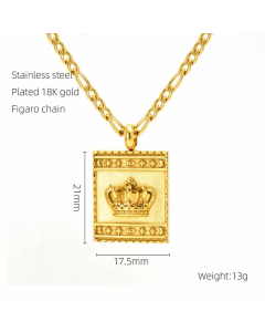 Hot Sale Heart Shape Crown Stainless Steel Plating 18K Gold Plated Pendant Necklace