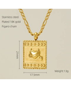 Non-fading Heart Shape Stainless Steel Plating 18K Gold Plated Pendant Necklace