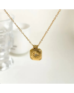 Simple Style Solid Color Titanium Steel Inlay Zircon Pendant Necklace