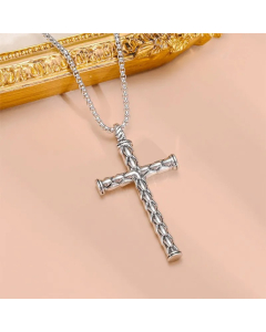Hip-Hop Retro Cross Spider Titanium Steel Inlay Zircon Pendant Necklace