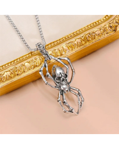 Hip-Hop Retro Cross Spider Titanium Steel Inlay Zircon Pendant Necklace