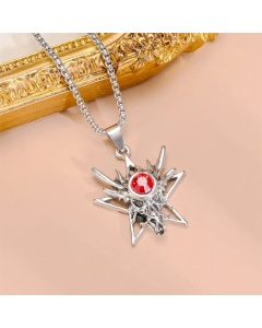 Hip-Hop Retro Cross Spider Titanium Steel Inlay Zircon Pendant Necklace