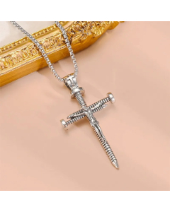 Hip-Hop Retro Cross Spider Titanium Steel Inlay Zircon Pendant Necklace