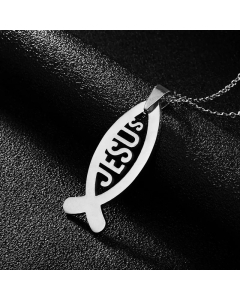 Wholesale Cross Letter Stainless Steel Pendant Necklace -Steel Color-04