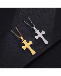 Casual Simple Style Cross Letter Stainless Steel Plating Hollow Out 18K Gold Plated Pendant Necklace Long Necklace_colorza_4