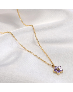 Glam Lady Flower Titanium Steel Plating Inlay Zircon Pendant Necklace
