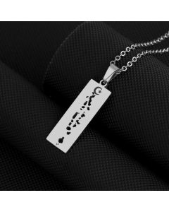 Wholesale Star Moon Coconut Tree Stainless Steel Plating Hollow Out Pendant Necklace -Steel Color-02