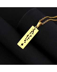 Wholesale Star Moon Coconut Tree Stainless Steel Plating Hollow Out Pendant Necklace -Gold Color-01