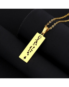 Wholesale Star Moon Coconut Tree Stainless Steel Plating Hollow Out Pendant Necklace -Gold Color-02