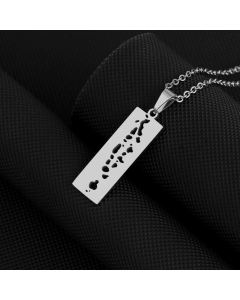 Wholesale Star Moon Coconut Tree Stainless Steel Plating Hollow Out Pendant Necklace -Steel Color-01
