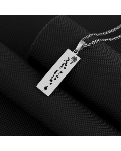 Wholesale Star Moon Coconut Tree Stainless Steel Plating Hollow Out Pendant Necklace -Steel Color-03