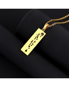 Wholesale Star Moon Coconut Tree Stainless Steel Plating Hollow Out Pendant Necklace -Gold Color-03