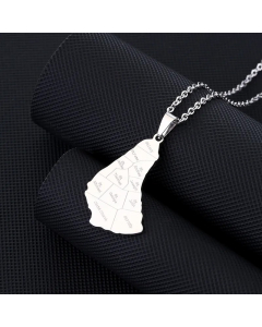 Wholesale Map Letter Stainless Steel Plating 18K Gold Plated Pendant Necklace-Steel Color-01