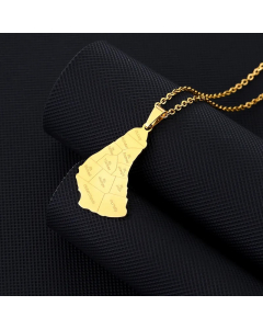 Wholesale Map Letter Stainless Steel Plating 18K Gold Plated Pendant Necklace-Gold Color-01