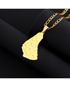 Wholesale Map Letter Stainless Steel Plating 18K Gold Plated Pendant Necklace-Gold Color-02