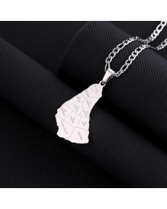Wholesale Map Letter Stainless Steel Plating 18K Gold Plated Pendant Necklace-Steel Color-02