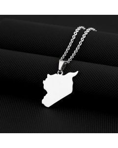 Wholesale Map Titanium Steel Plating Hollow Out Pendant Necklace -Steel Color-02