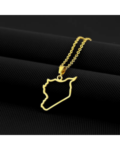 Wholesale Map Titanium Steel Plating Hollow Out Pendant Necklace -Gold Color-01