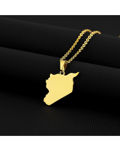 Wholesale Map Titanium Steel Plating Hollow Out Pendant Necklace -Gold Color-02