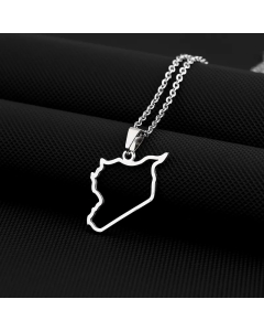 Wholesale Map Titanium Steel Plating Hollow Out Pendant Necklace -Steel Color-01